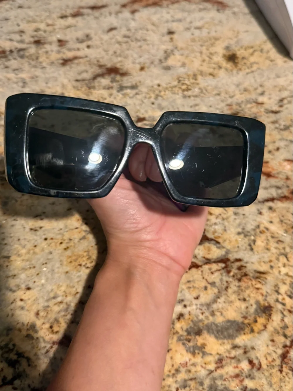 Authentic ) Prada Women’s Frames with Purple Pattern Arms Sunglasses
